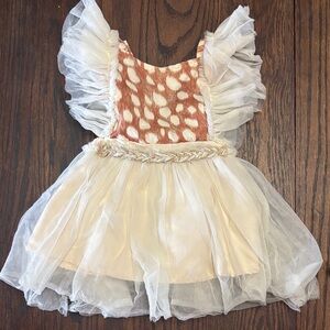 Adorable Fawn Deer Print Kids Dress